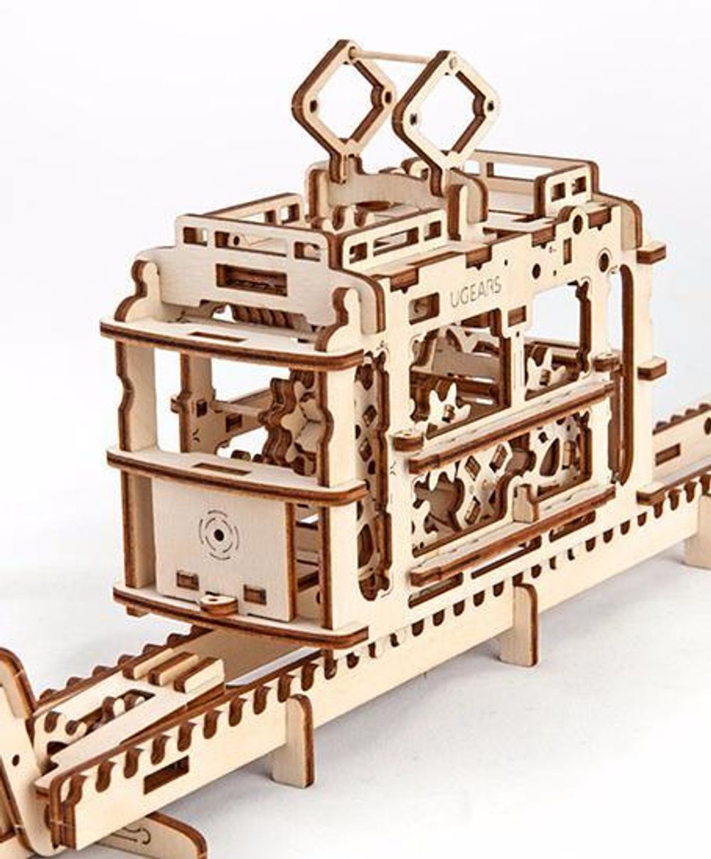 Конструктор 3D-пазл Ugears - Трамвай с рельсами