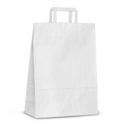 Крафт пакеты с плоскими ручками 31х24х11см 80гр/м белые (1/300шт)