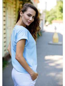 Голубая блуза Бл-1019 либерти люкс MediS.moda