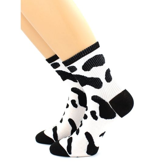 Носки с черно-белым принтом "Коровий принт" Hobby Line
