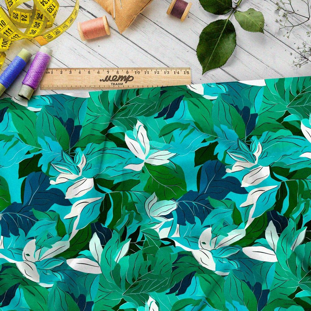 Ткань премиум атлас зеленая революция