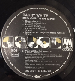 Винтажная виниловая пластинка LP Barry White The Man Is Back (Germany 1989)
