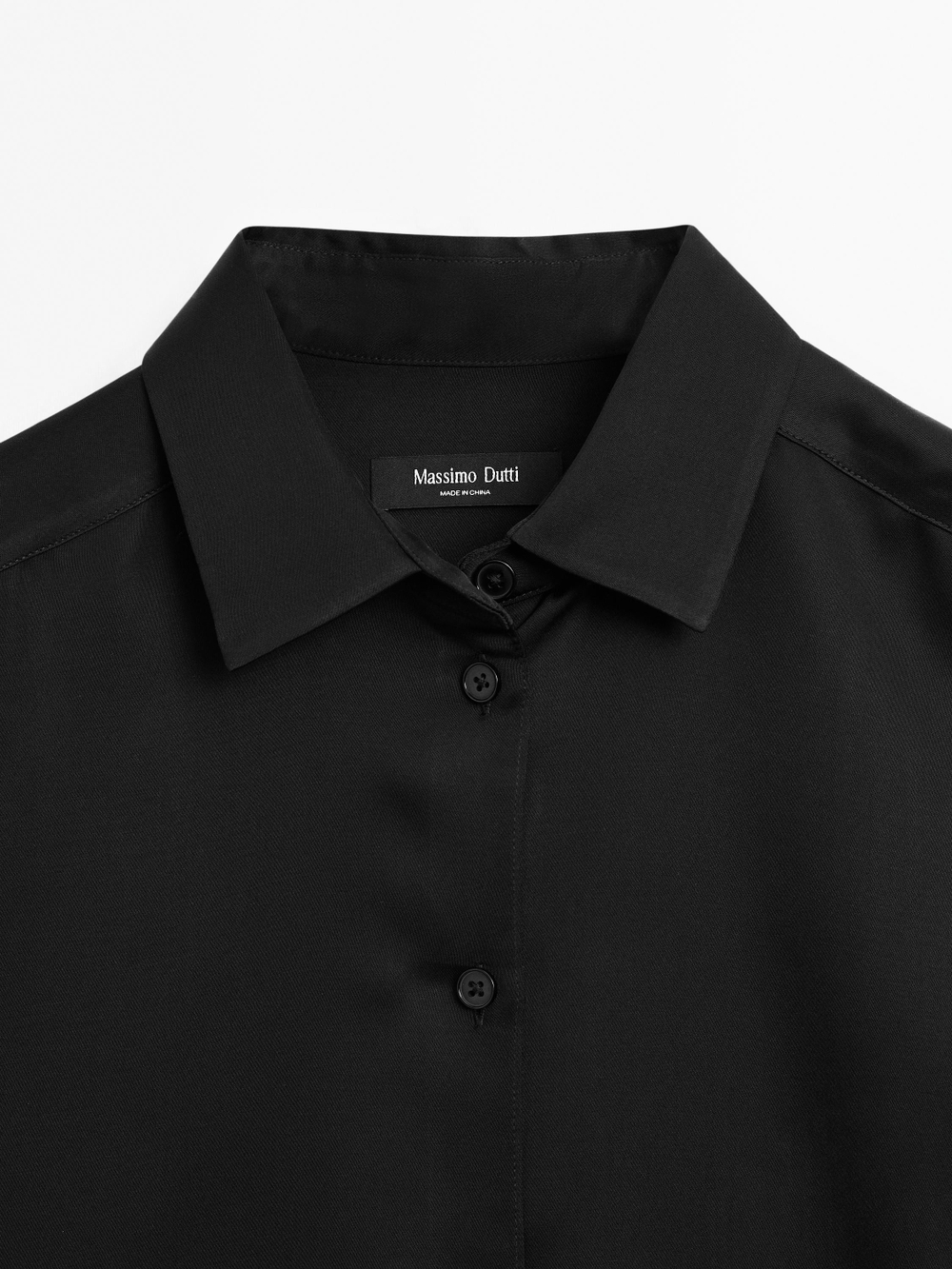 Massimo Dutti Струящаяся атласная рубашка, черный