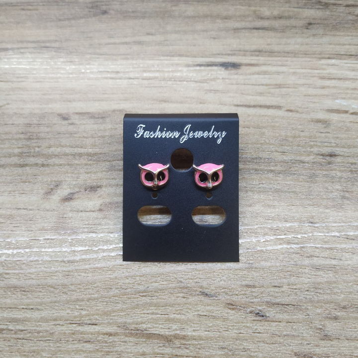 Серьги Small Совушка эмаль цветная цвет розовый металл золотистый