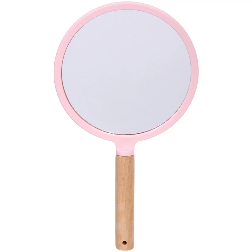 Зеркало косметическое с ручкой «Cute look - Королева», круг, цвет пудровый 14*25см