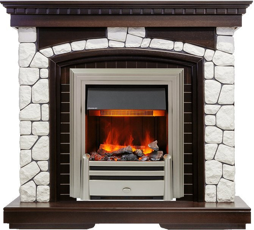 Каминокомплект Glasgow - Темный дуб / Белый с очагом Chesford