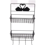 Органайзер металлический подвесной универсальный «ФАНАДЕРО», цвет черный, две полки, с крючками, 25*13*48см (лейбл)