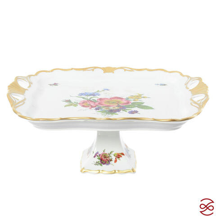 Поднос на ножке Queen's Crown Мейсенский букет 34*29