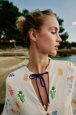ZARA ДЛИННОЕ ПЛАТЬЕ С ПРИНТОМ, РАЗНОЦВЕТНЫЙ