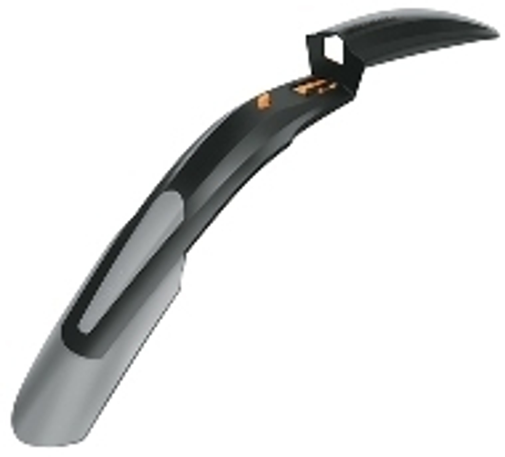 Крыло переднее 28-29" SHOCKBLADEII, крепеж б/съемный в шток вилки, шир. 90мм, 2х-комп. пластик, серо-черн.