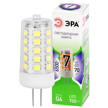 Лампочка светодиодная ЭРА GREEN LINE LED G4-JC-7W-865-12V GL G4 7Вт капсула холодный дневной свет
