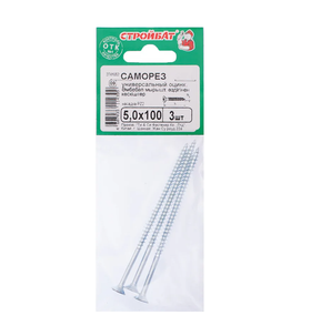 Универсальные саморезы Стройбат 5,0x100 белый цинк 3 шт 014141