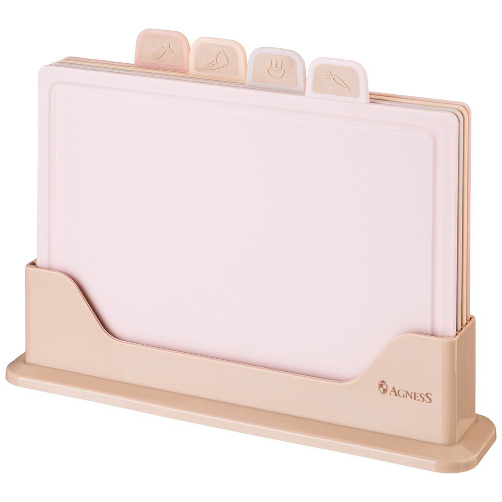 НАБОР AGNESS ИЗ 4 ДОСОК НА ПОДСТАВКЕ, ЦВЕТ: РОЗОВО-БЕЖЕВЫЙ