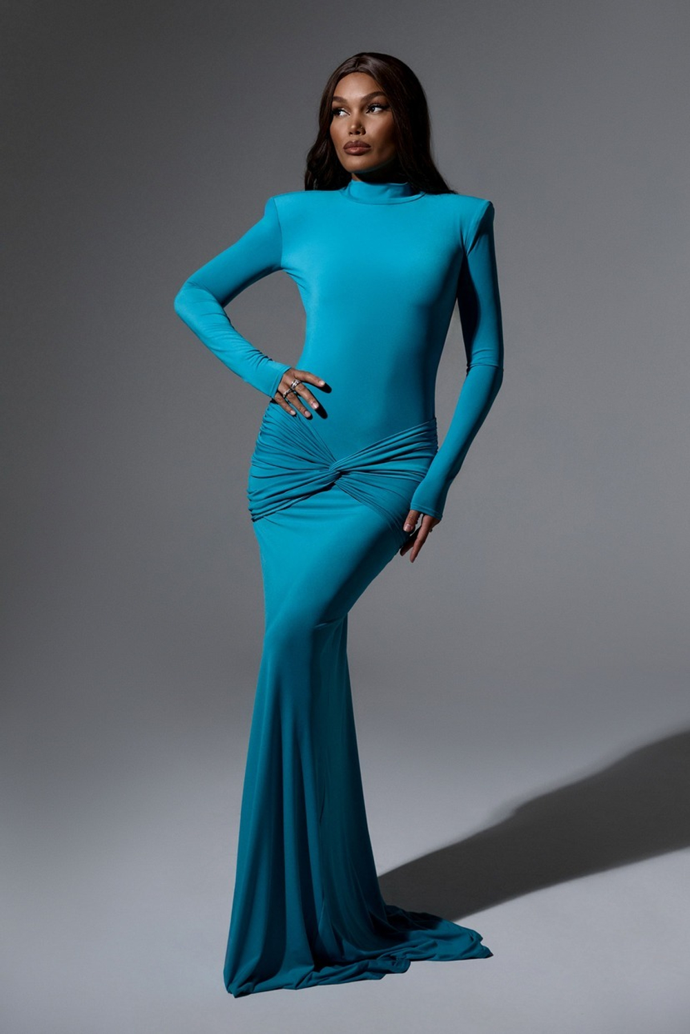 Платье Americano с длинным рукавом, бирюзовый