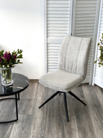 Стул М-City DISAUR Йохан (Yohan) поворотный на поворотный на 360 градусов, Kn01-04 Светло-серый, ткань, Черный