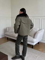 Парка Extra Lux с натуральным мехом хаки