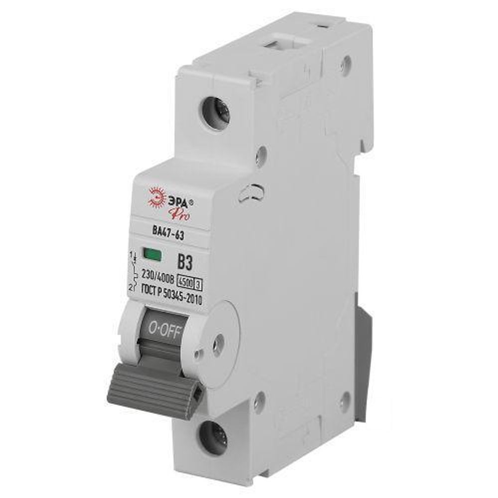 Выключатель автоматический 1п B 3А 4.5кА ВА47-63 PRO ЭРА Б0059364 Выключатель автоматический 1п B 3А 4.5кА ВА47-63 PRO ЭРА Б0059364