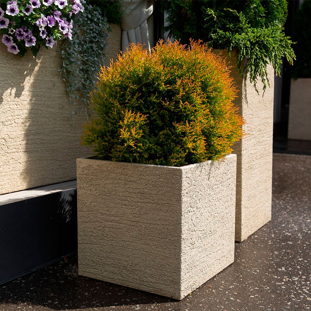 Кашпо CUBE EROSIA YELLOW 50 x 50 x 50