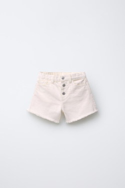 ZARA БЕРМУДЫ TS FIT ИЗ ТВИЛА, ЖЕЛТОВАТО-БЕЛЫЙ