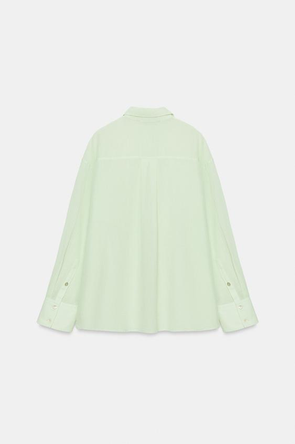 ZARA РУБАШКА ОВЕРСАЙЗ С КАРМАНОМ, БЕЛЫЙ/ЗЕЛЕНЫЙ