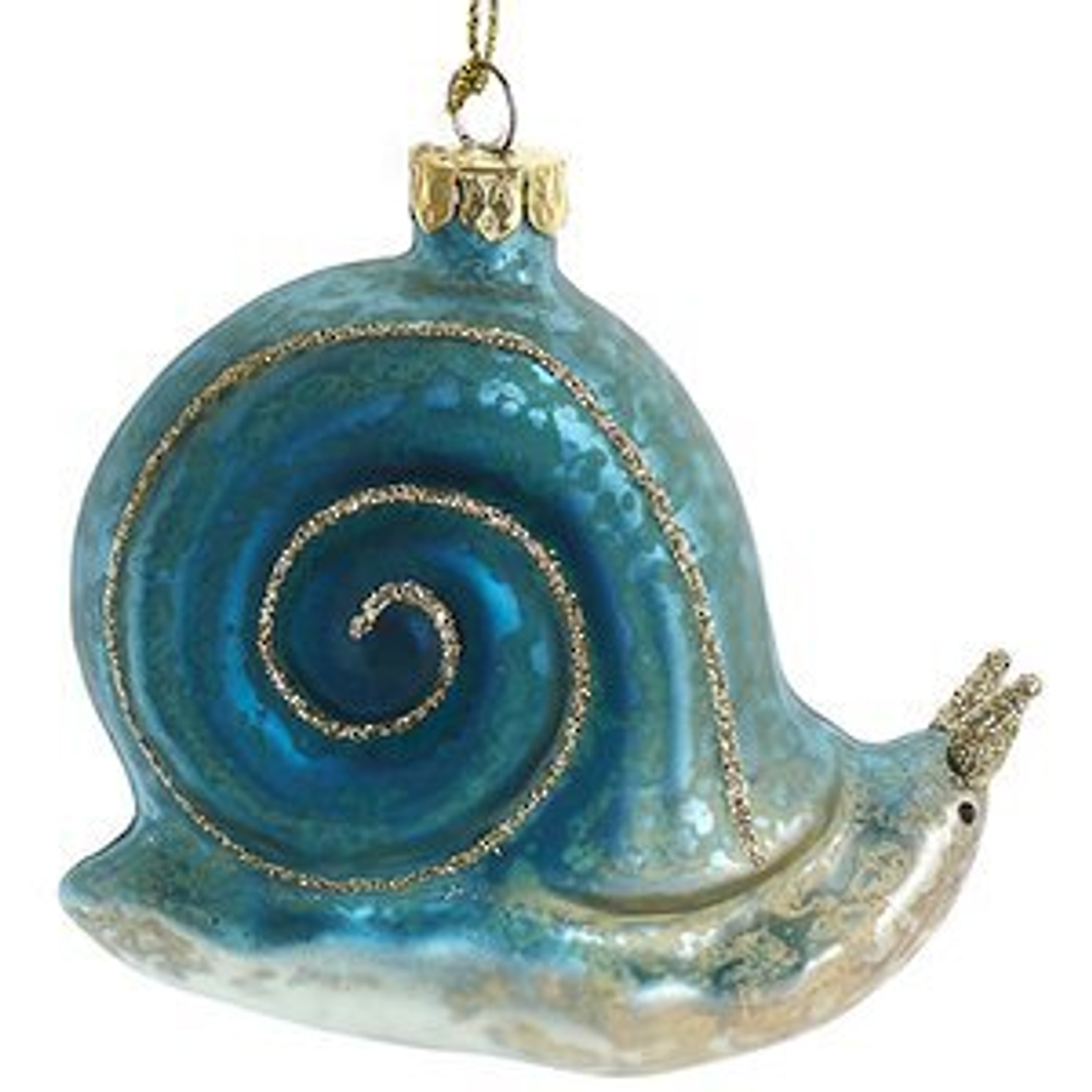 Игрушка Улитка зеленая, стекло, Н 7,5 см КА