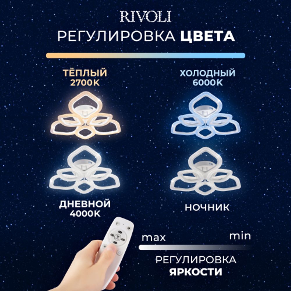Светильник потолочный светодиодный Rivoli   6110-107 106 Вт LED 2800К - 6200К модерн с пультом