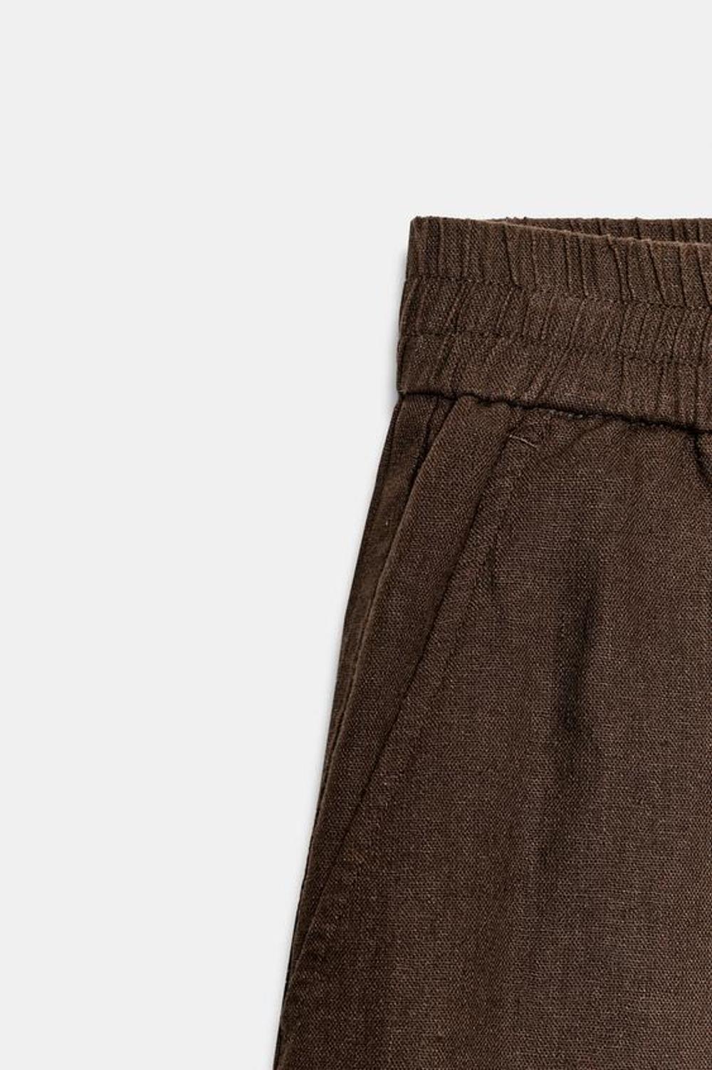 ZARA БЕРМУДЫ ИЗ СМЕСОВОГО ЛЬНА С ЭЛАСТИЧНЫМ ПОЯСОМ, КОРИЧНЕВЫЙ