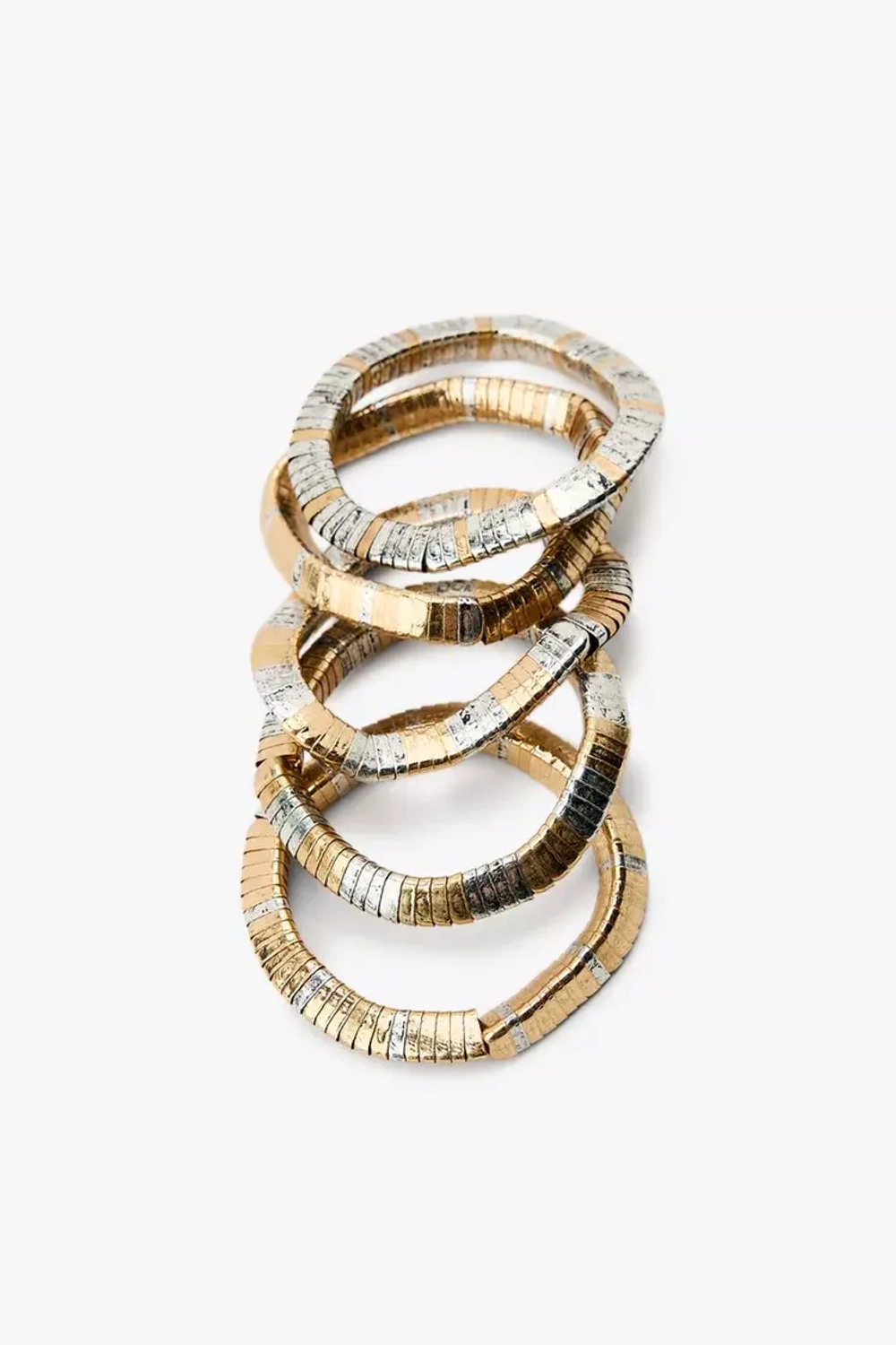 ZARA НАБОР ЭЛАСТИЧНЫХ БРАСЛЕТОВ С МЕТАЛЛИЧЕСКИМИ ЭЛЕМЕНТАМИ, ЗОЛОТОЙ/СЕРЕБРЯНЫЙ