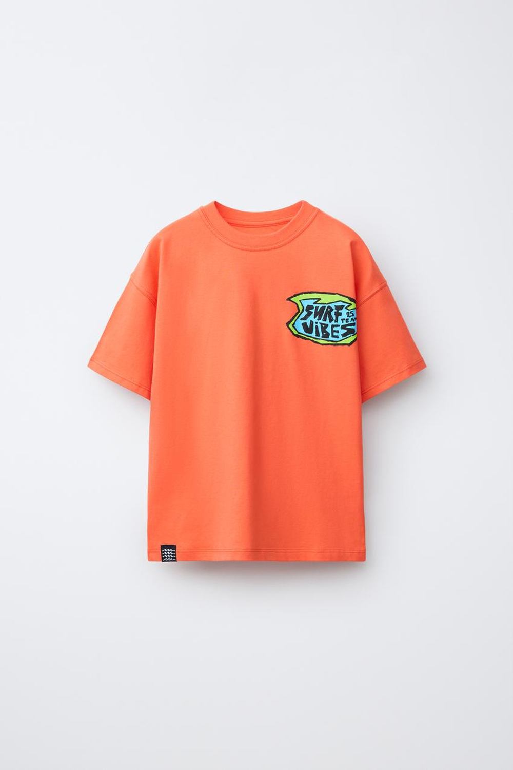 ZARA ФУТБОЛКА С ПРИНТОМ "СЕРФИНГ", ОРАНЖЕВЫЙ