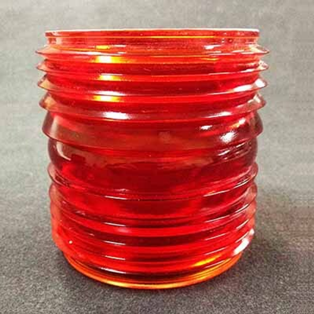 Линза Френеля 157/30М красная - стекло с ребрами для судового ходового сигнально-отличительного фонаря
