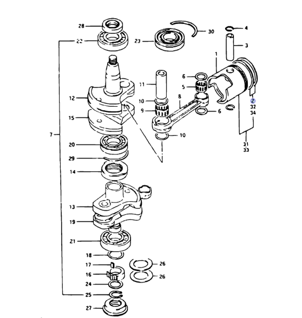 Кольца поршневые Suzuki DT20/25/30лс (оригинальный арт. 12140-96361)