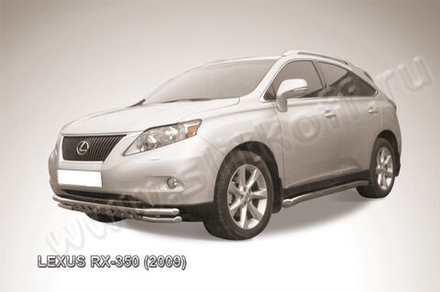Защита переднего бампера (нержавейка) Lexus RX-350 (2008-2012) d57+d57 с защитой картера (черный)