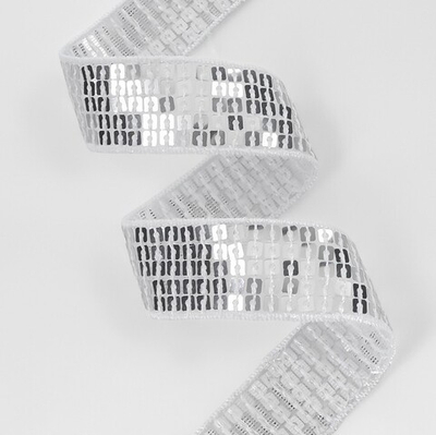 Лента декоративная с квадратными пайетками 25 мм