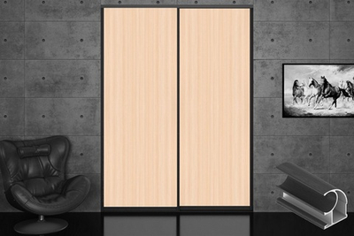 Дверь-купе 2650*600(700,800,900) мм, черный велюр, Дуб молочный LAMARTY