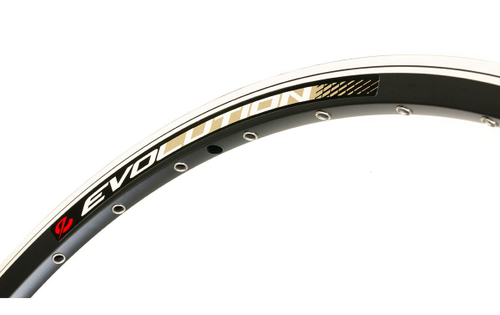 Обод 27,5" EVOLUTION (AlexRims) алюминиевый, двойной, 36H, фрезерованный, пистонированный, индикатор износа, 584х19/25х21мм, A/V, анодированный, черный