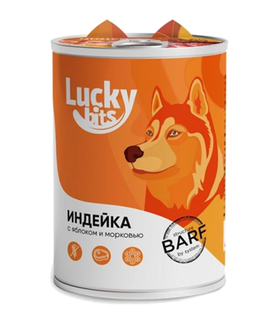 Lucky bits консервы для собак всех пород индейка с яблоком и морковью 400гр.