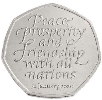 50 пенсов 2020 Великобритания «Выход Великобритании из Европейского союза. BREXIT»