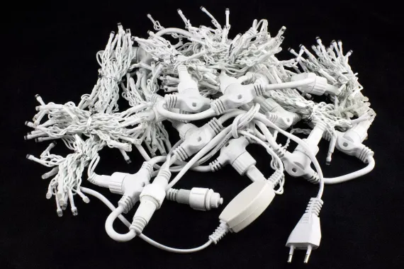 Светодиодный занавес с мерцающим диодом 2*2 м., 280 синих LED ламп, белый провод, Winner Light (b.03.6W.280+)