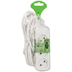 Удлинитель электрический ЭРА UDL-10-330 Greenline 3 розетки без заземления 3м ПВС 2x0.75мм2 | Бытовые удлинители
