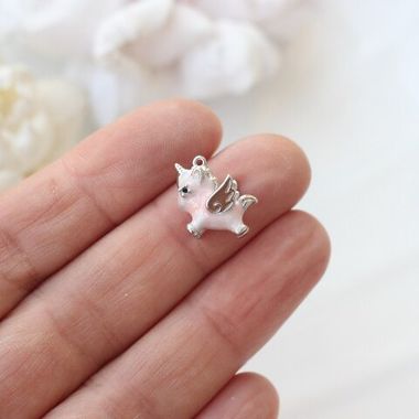 Подвеска с эмалью Пегас 14*13 мм, родий, П158