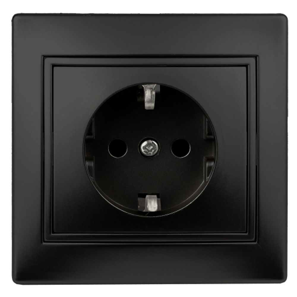 Розетка Intro Plano 1-206-05 с заземлением 2P+E Schuko со шторками 16А-250В IP20 СУ антрацит