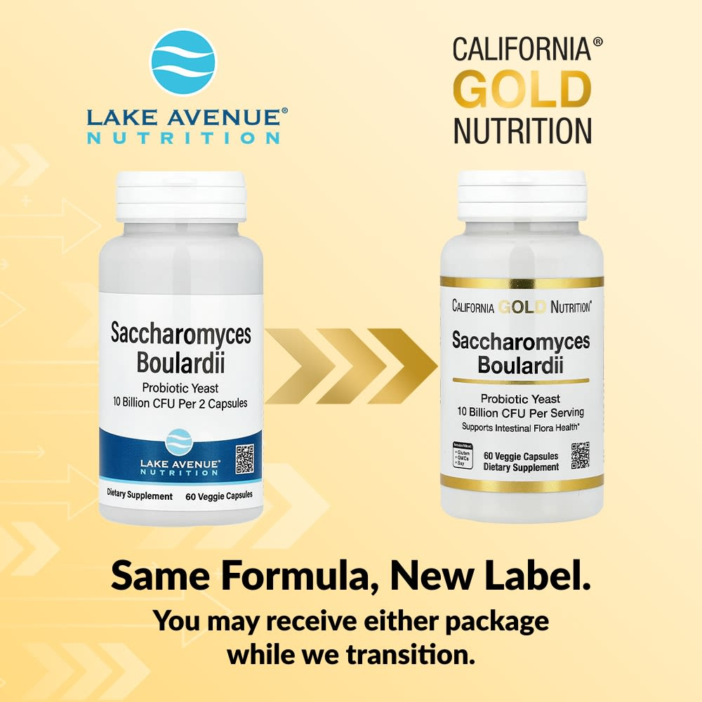 California Gold Nutrition, сахаромицеты Буларди, пробиотические дрожжи, 10 млрд КОЕ, 60 растительных капсул