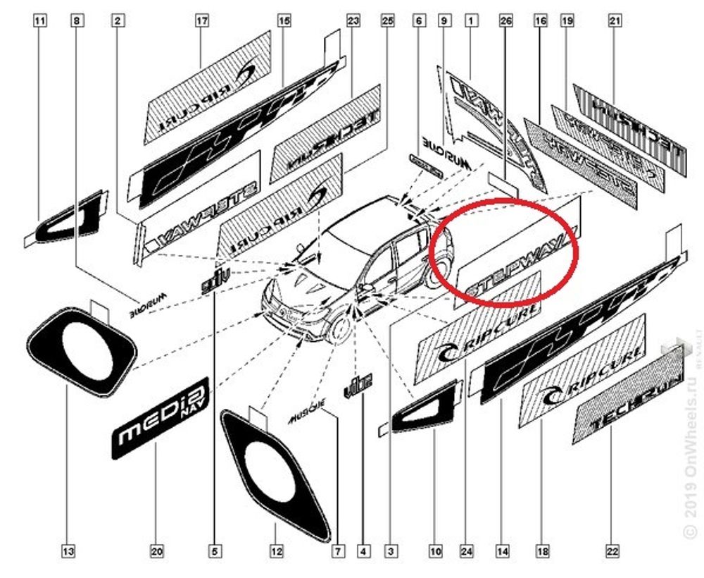 Наклейка перед. двери Renault  Stepway  лев. (Renault)