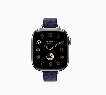 Apple Watch Hermès Series 11 42 mm Twill Jump Attelage Single Tour, Темно-синий с черными краями