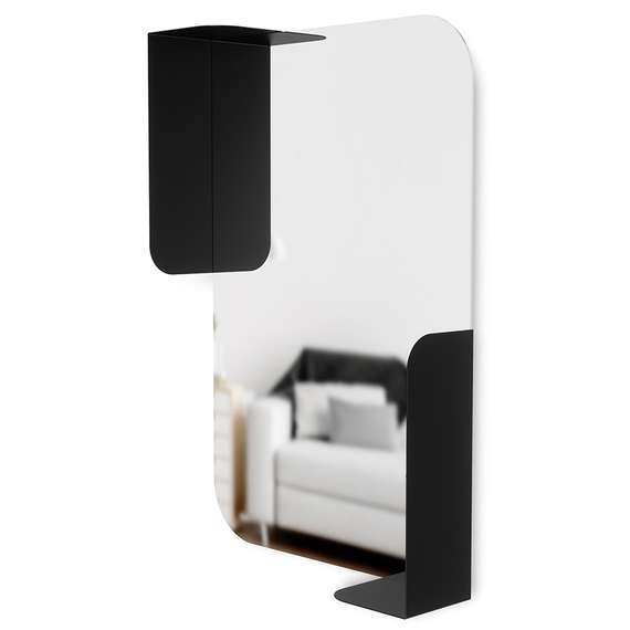 Зеркало с полками Alcove 77x55 см черное | Umbra | Канада | Купить в Hallberg.ru