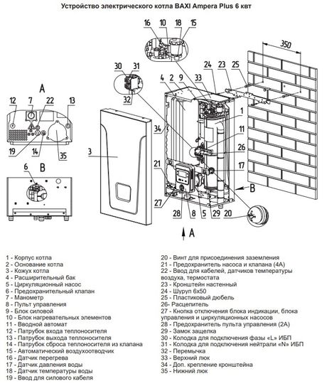 Электрический котёл Baxi Ampera Plus 6 кВт (одноконтурный) E8403206--