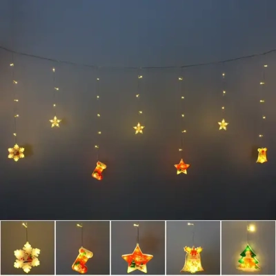 Гирлянда для дома БАХРОМА «Рождество» ш2,5м* в0,45/0,65м 95ламп LED, прозрачн.пров, 8 режимов, IP-20, Теплый белый (возможность соединения)