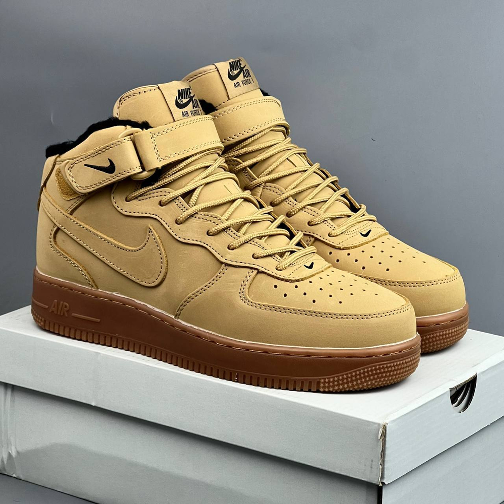 Кроссовки Nike AirForce на меху #436 (беж.)
