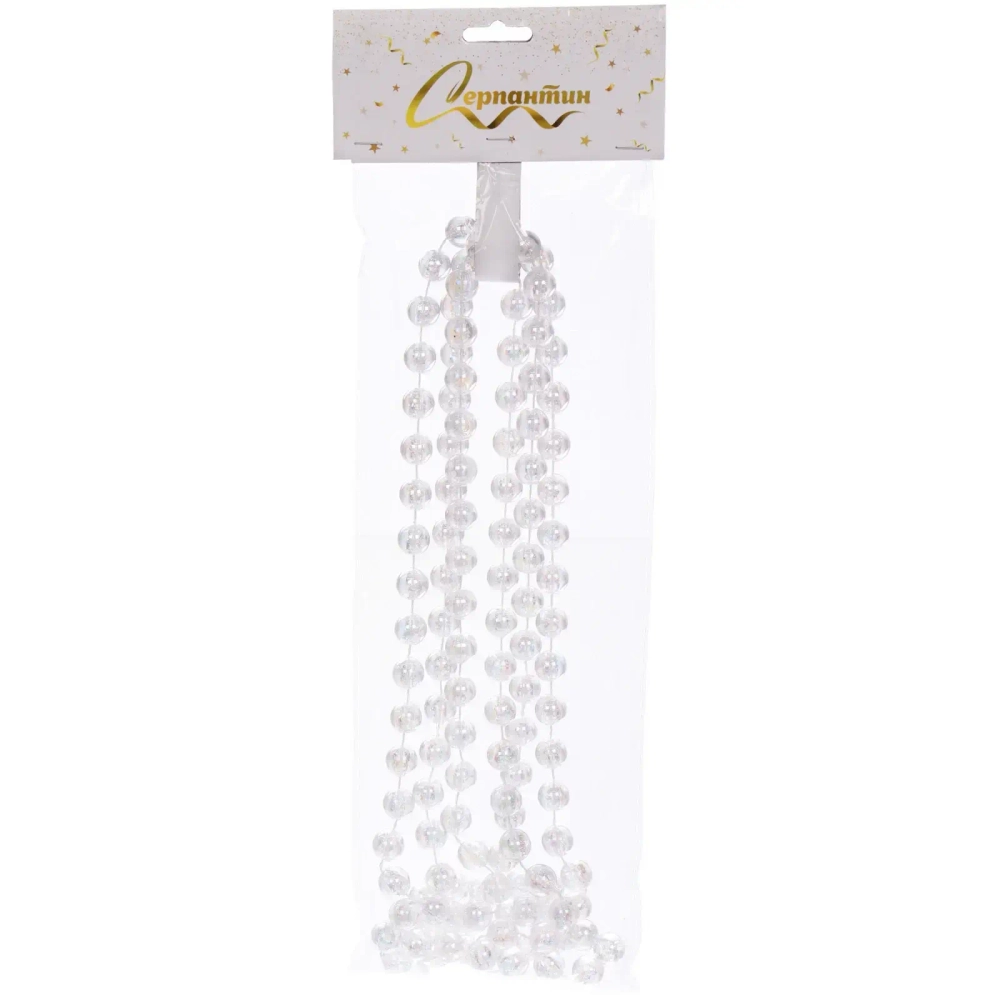 Бусы на ёлку 2,0 м «Шарик крупный» d-12 мм, Перламутр