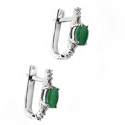 Серьги "Мовилл" изумруд, циркон